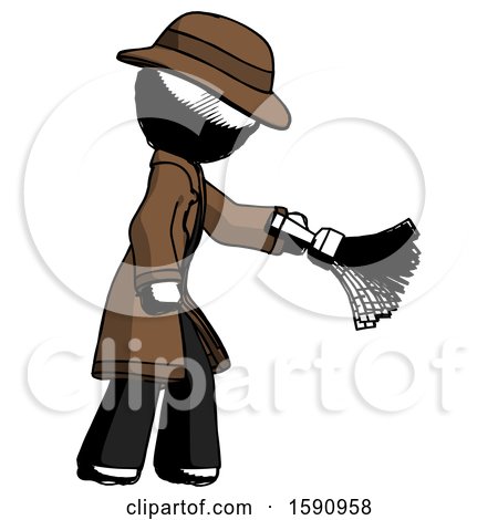 Ink Detective Man Dusting with Feather Duster Downwards by Leo Blanchette