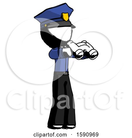 Ink Police Man Holding Binoculars Ready to Look Right by Leo Blanchette