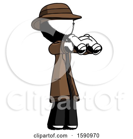 Ink Detective Man Holding Binoculars Ready to Look Right by Leo Blanchette