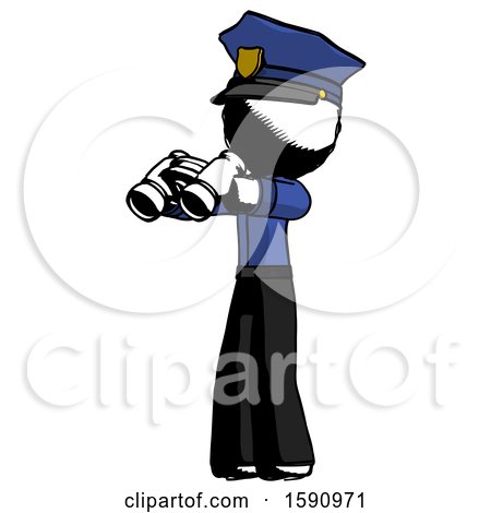 Ink Police Man Holding Binoculars Ready to Look Left by Leo Blanchette