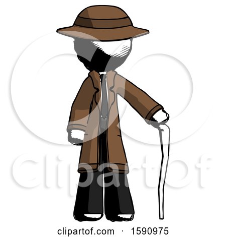 Ink Detective Man Standing with Hiking Stick by Leo Blanchette