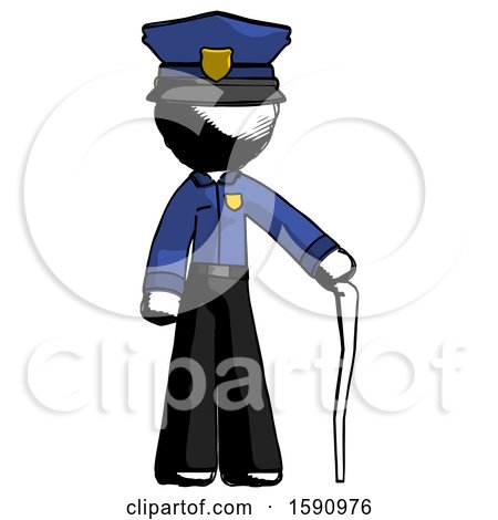 Ink Police Man Standing with Hiking Stick by Leo Blanchette