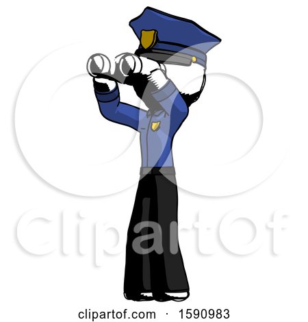 Ink Police Man Looking Through Binoculars to the Left by Leo Blanchette