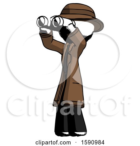 Ink Detective Man Looking Through Binoculars to the Left by Leo Blanchette