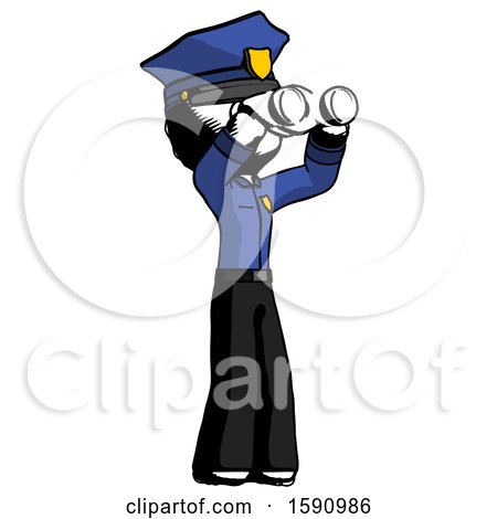 Ink Police Man Looking Through Binoculars to the Right by Leo Blanchette