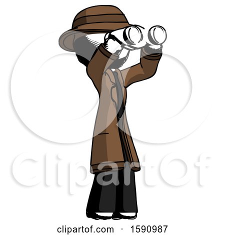 Ink Detective Man Looking Through Binoculars to the Right by Leo Blanchette