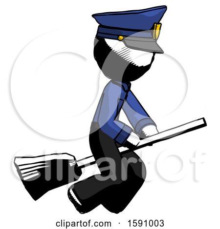 Ink Police Man Flying on Broom by Leo Blanchette