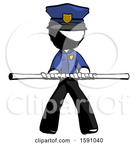 Ink Police Man Bo Staff Kung Fu Defense Pose by Leo Blanchette