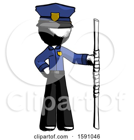 Ink Police Man Holding Staff or Bo Staff by Leo Blanchette