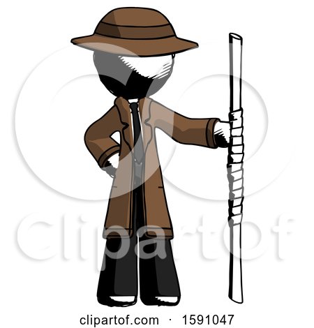 Ink Detective Man Holding Staff or Bo Staff by Leo Blanchette