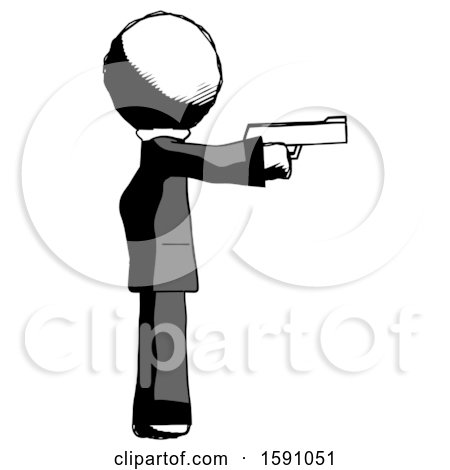 Ink Clergy Man Firing a Handgun by Leo Blanchette