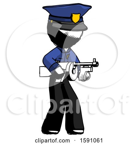 Ink Police Man Tommy Gun Gangster Shooting Pose by Leo Blanchette