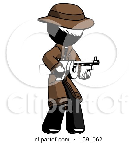 Ink Detective Man Tommy Gun Gangster Shooting Pose by Leo Blanchette