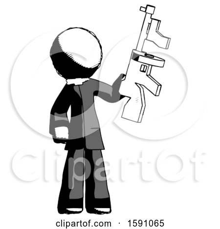Ink Clergy Man Holding Tommygun by Leo Blanchette