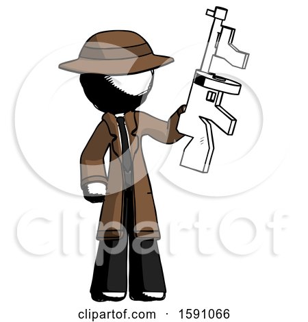 Ink Detective Man Holding Tommygun by Leo Blanchette