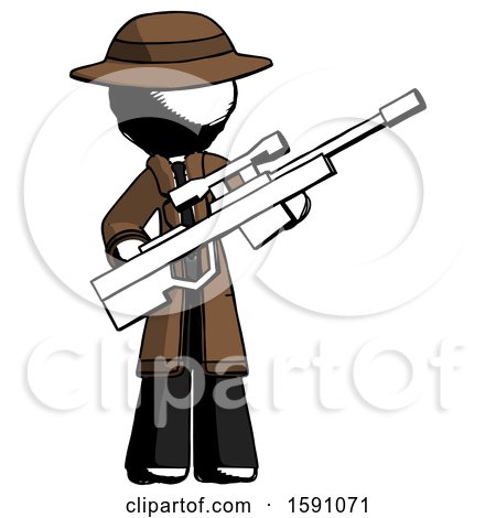 Ink Detective Man Holding Sniper Rifle Gun by Leo Blanchette