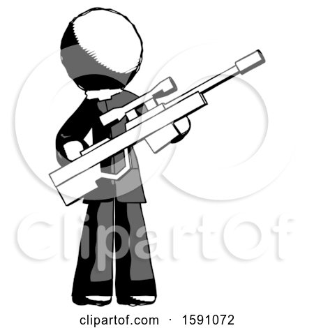 Ink Clergy Man Holding Sniper Rifle Gun by Leo Blanchette