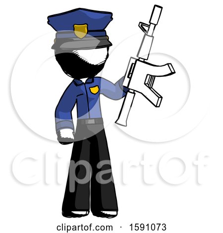 Ink Police Man Holding Automatic Gun by Leo Blanchette