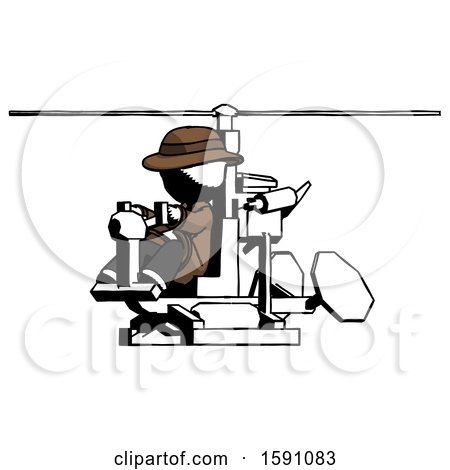 Ink Detective Man Flying in Gyrocopter Front Side Angle View by Leo Blanchette