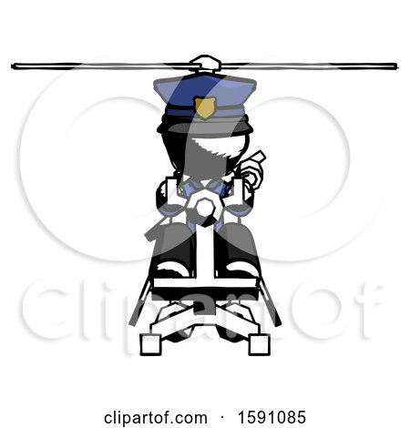 Ink Police Man Flying in Gyrocopter Front View by Leo Blanchette