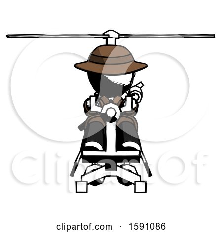 Ink Detective Man Flying in Gyrocopter Front View by Leo Blanchette