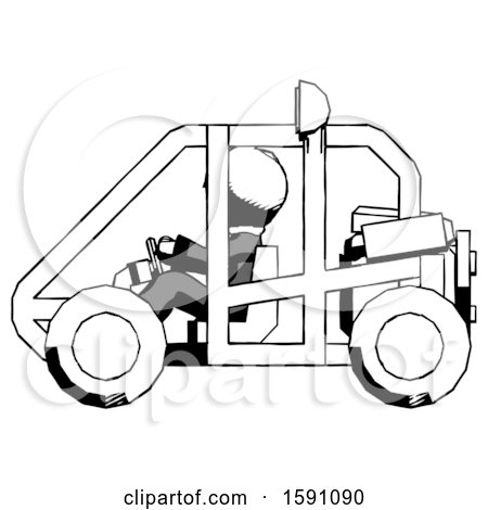 Ink Clergy Man Riding Sports Buggy Side View by Leo Blanchette