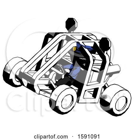 Ink Police Man Riding Sports Buggy Side Top Angle View by Leo Blanchette