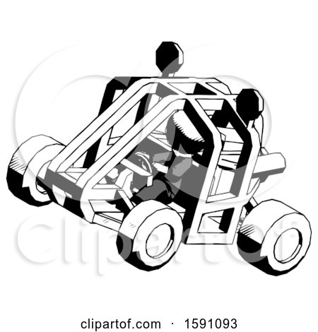 Ink Clergy Man Riding Sports Buggy Side Top Angle View by Leo Blanchette