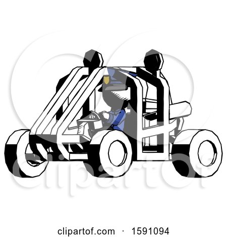 Ink Police Man Riding Sports Buggy Side Angle View by Leo Blanchette