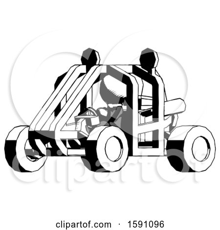 Ink Clergy Man Riding Sports Buggy Side Angle View by Leo Blanchette