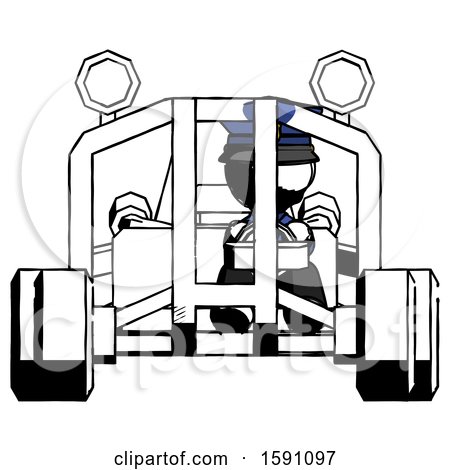 Ink Police Man Riding Sports Buggy Front View by Leo Blanchette