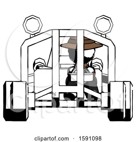 Ink Detective Man Riding Sports Buggy Front View by Leo Blanchette