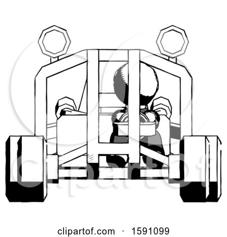 Ink Clergy Man Riding Sports Buggy Front View by Leo Blanchette