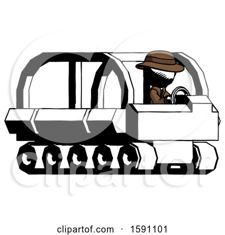 Ink Detective Man Driving Amphibious Tracked Vehicle Side Angle View by Leo Blanchette