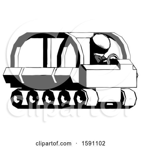 Ink Clergy Man Driving Amphibious Tracked Vehicle Side Angle View by Leo Blanchette