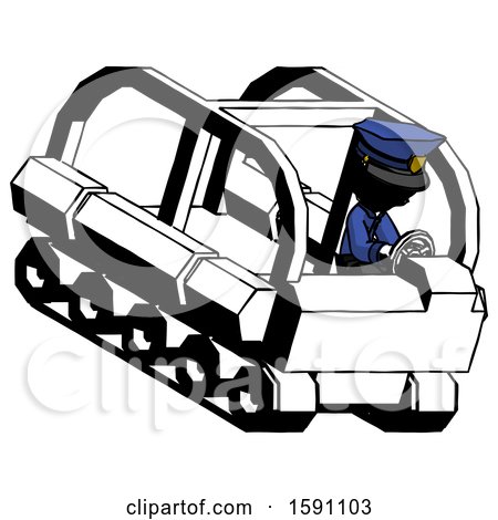 Ink Police Man Driving Amphibious Tracked Vehicle Top Angle View by Leo Blanchette