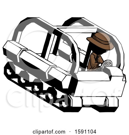 Ink Detective Man Driving Amphibious Tracked Vehicle Top Angle View by Leo Blanchette