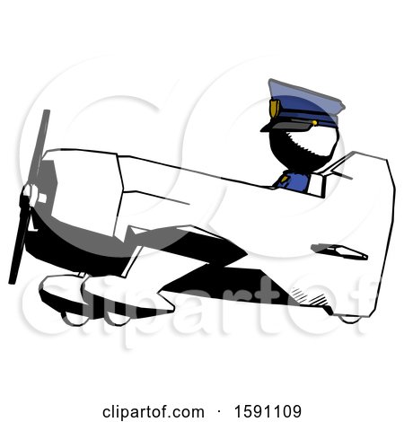 Ink Police Man in Geebee Stunt Aircraft Side View by Leo Blanchette