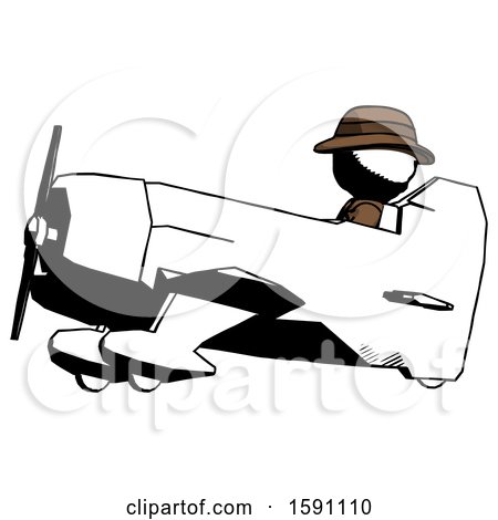 Ink Detective Man in Geebee Stunt Aircraft Side View by Leo Blanchette