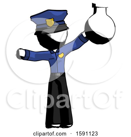 Ink Police Man Holding Large Round Flask or Beaker by Leo Blanchette