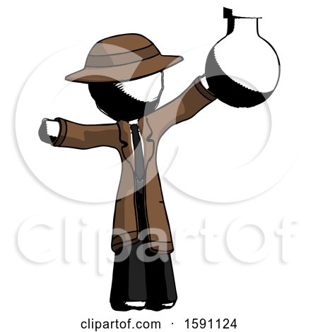 Ink Detective Man Holding Large Round Flask or Beaker by Leo Blanchette