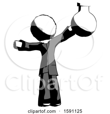 Ink Clergy Man Holding Large Round Flask or Beaker by Leo Blanchette