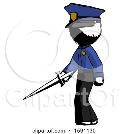 Ink Police Man with Sword Walking Confidently by Leo Blanchette