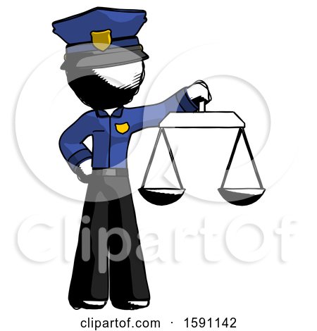 Ink Police Man Holding Scales of Justice by Leo Blanchette