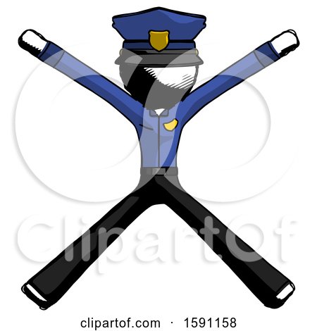 Ink Police Man with Arms and Legs Stretched out by Leo Blanchette
