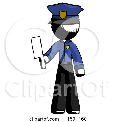 Ink Police Man Holding Meat Cleaver by Leo Blanchette