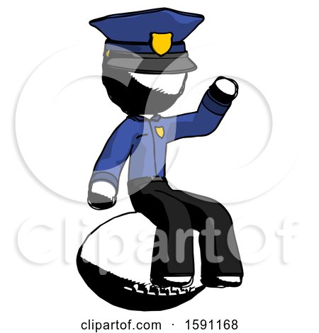 Ink Police Man Sitting on Giant Football by Leo Blanchette