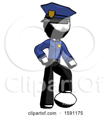 Ink Police Man Standing with Foot on Football by Leo Blanchette