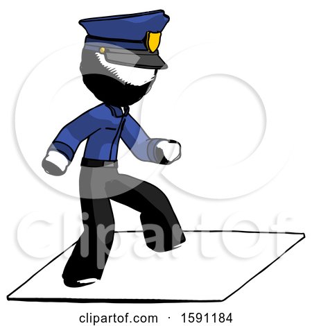 Ink Police Man on Postage Envelope Surfing by Leo Blanchette