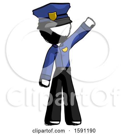 Ink Police Man Waving Emphatically with Left Arm by Leo Blanchette